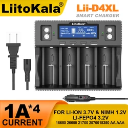 LiitoKala Lii-D4XL 21700 18650 3.7V Li-ion 3.2V LiFePO4 1.2V NiMH/Cd 26650 26700 32700 D AA AAA 9V LCD Display Battery Charger