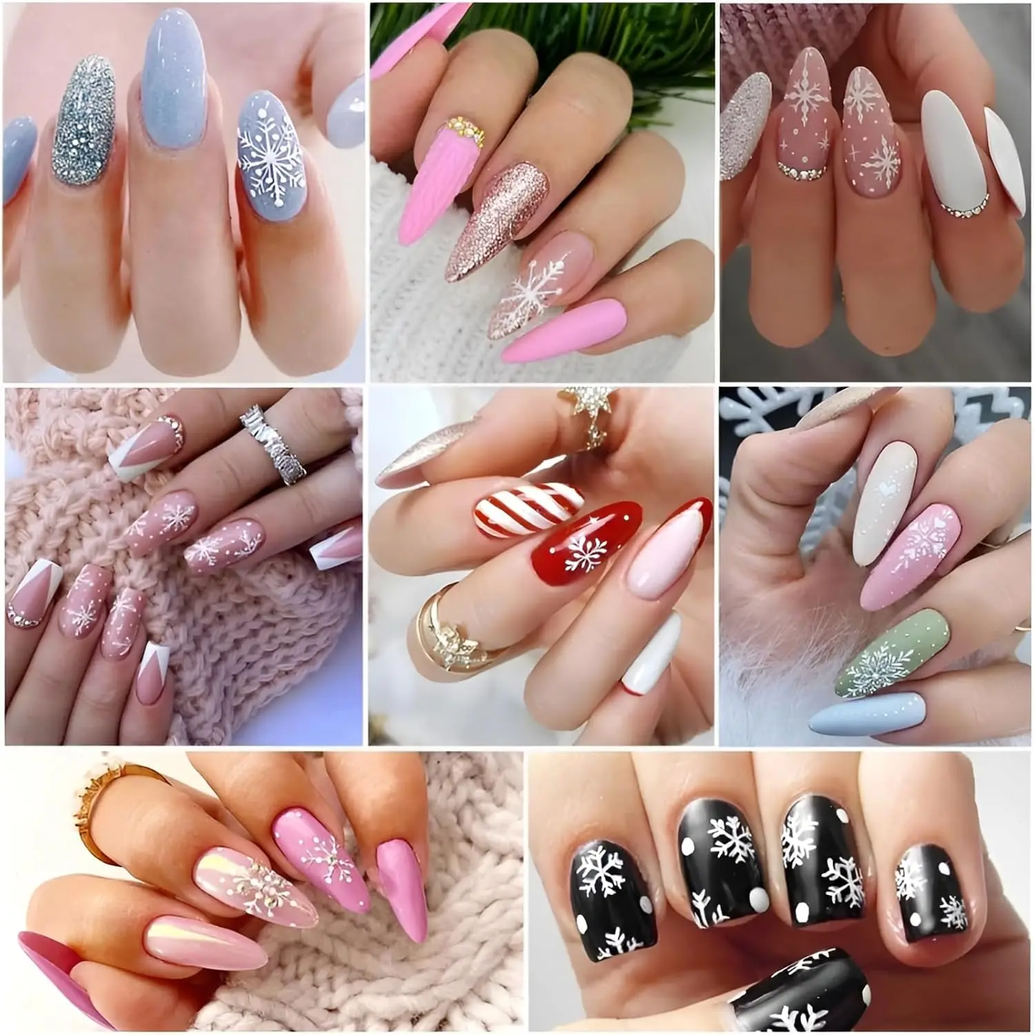 Autocollants 3D de noël pour les ongles, stickers autoadhésifs, motif flocon de neige, bonhomme de neige blanc, père noël, 30 feuilles