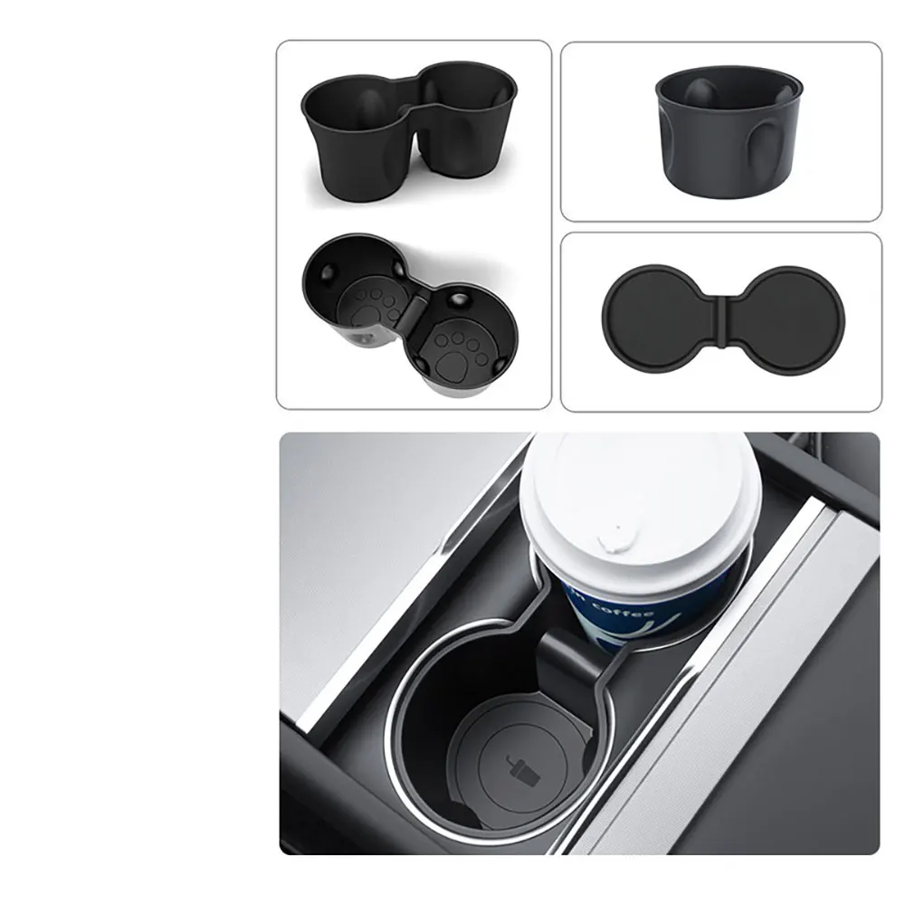 

Cup Holder Insert for Tesla Model Y Model 3 TPE Center Console dashboard Cup Holder Anti-Slip Storage Box Interior Accessories