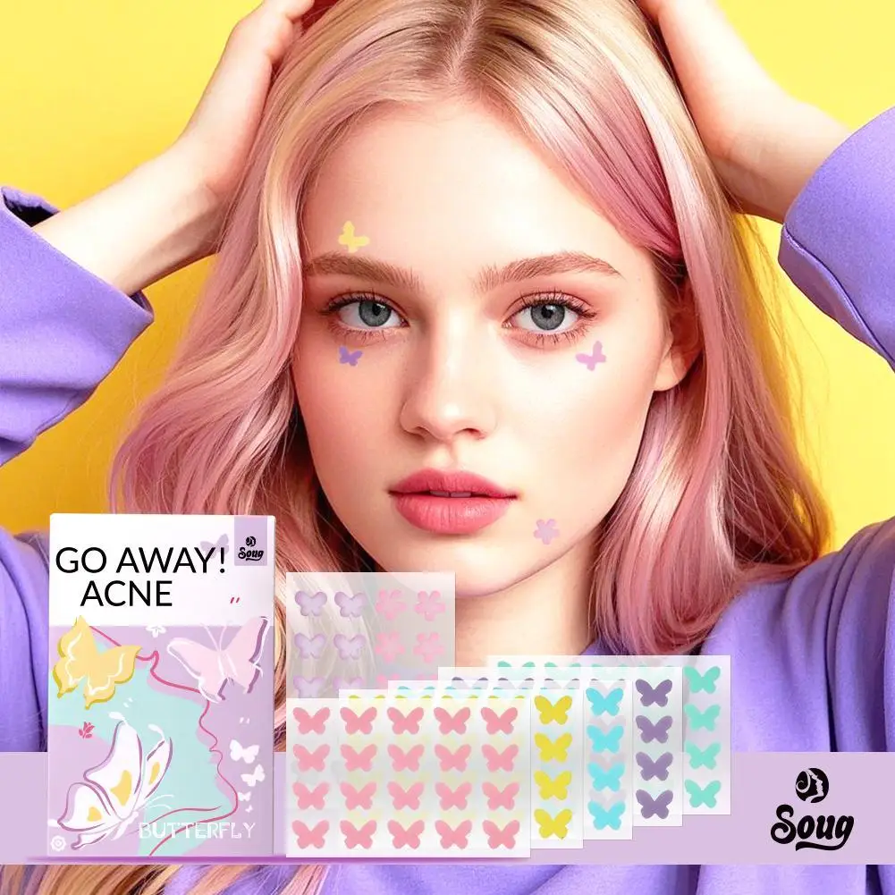 120 التهم لطيف ملون فراشة بثرة بقع حب الشباب علاج ملصقات 0.1 مللي متر علاج حب الشباب بثرة مزيل العناية بالبشرة #6