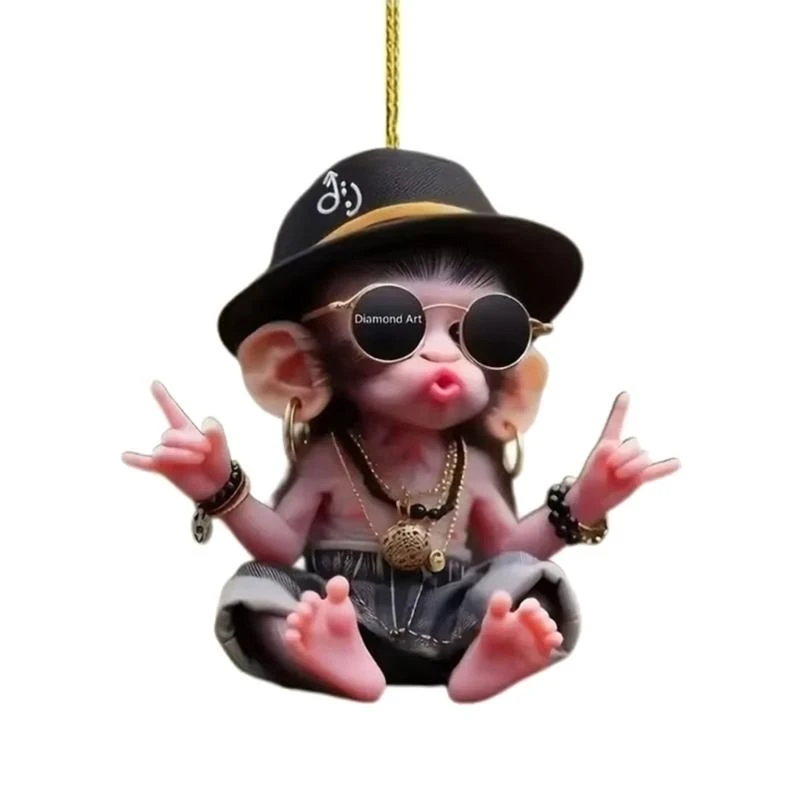 M68B Car Mirror Decorations Unbreakable Acrylic Playful Character Designs Interior Hanging Charm Small Size for Vehicles