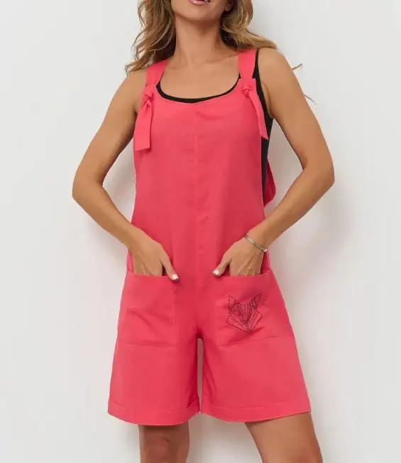 

2026 Summer New Solid Color Cotton and Hemp Shirt for Women with A Unique Design Sense, Korean Loose Jumpsuit