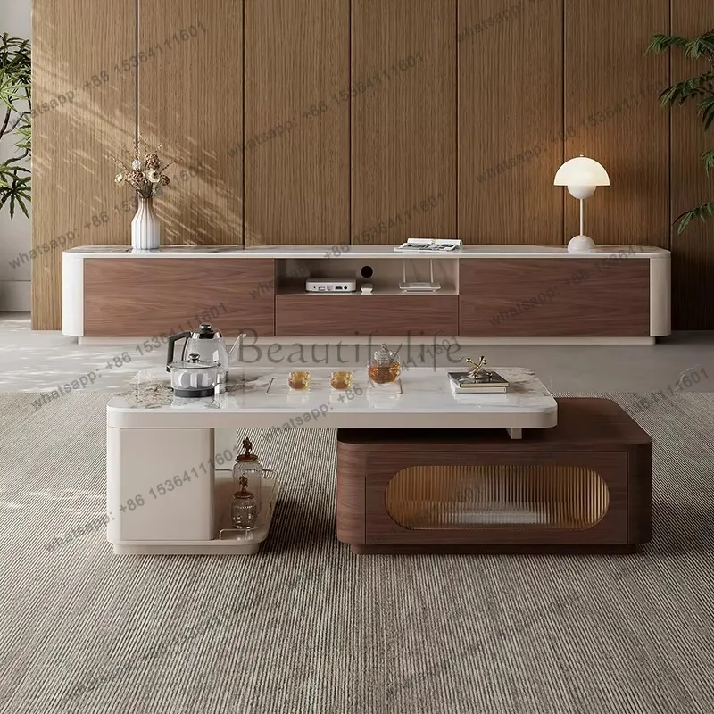 Rock Plate Integrated End Table Living Room Household Multifunctional Tea Table Retractable Unique Salontafel Furniture Home