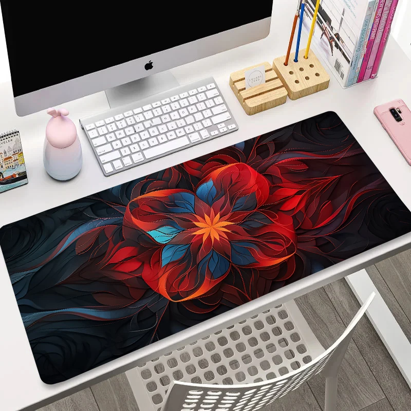 XXL Red Texture Mouse Pad Fashion Design Sakura Mousepad Computer Game Large Table Mat Rubber Anti-Slip Mechanical Keyboard Pads