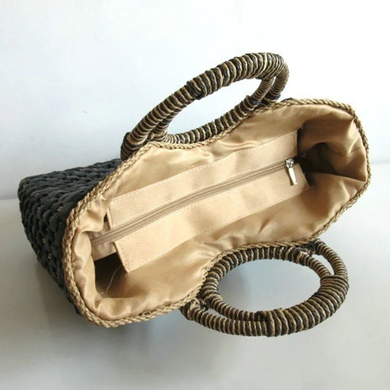 Sac à main carré tressé en ULde papier pour femme, fourre-tout en paille, mode de rue, vintage, léger, fait à la main, sacs à poignée supérieure, été