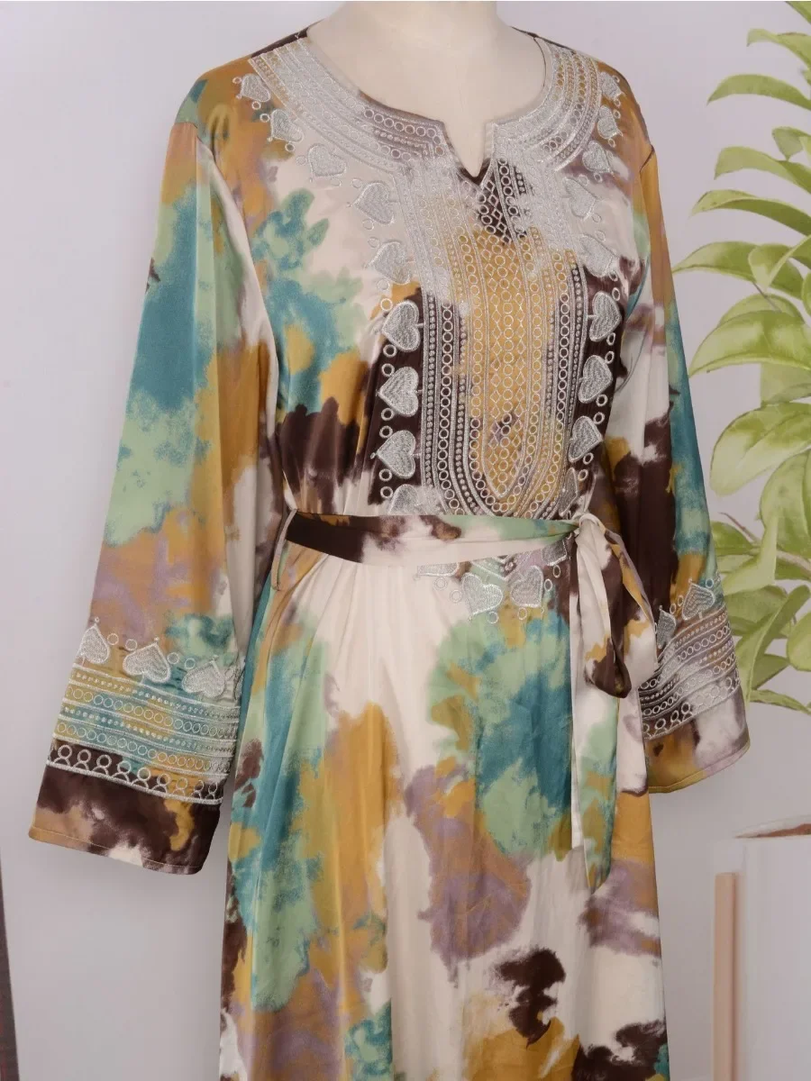 Eid Arab Muslim Party Dress For Women Abaya Embroidery Print Jalabiya Long Dresses Kaftan Vestidos Dubai Ramadan Gown Robe 2026 2