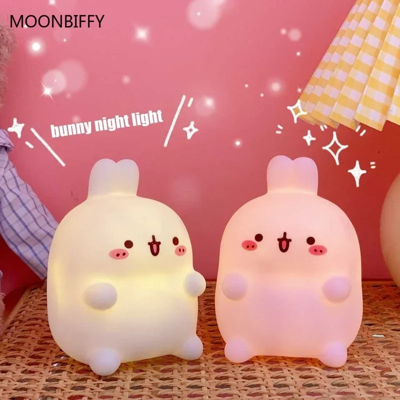 Kawaii Night Light Bunny Lamp Creative Desk Nightlights Cute Bunny Animal Night Lights Bedroom Bedside Lamp Home Decor