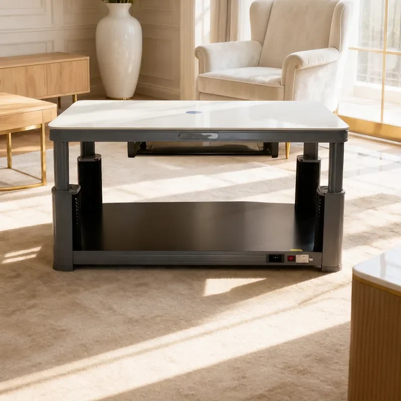Flame Lift Heating Tea Table Multi Function Living Room Fire Table Household Heater Rectangular Electric Heating Table