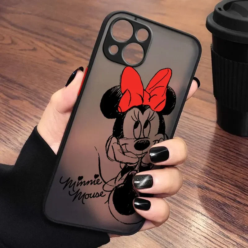 Funda de Teléfono con Diseño de Minnie Mouse para iPhone 17e 17 16e 16 15 14 13 12 11 Mini Pro Air Max XR XSMax 7 8 6 6s Plus, Carcasa Mate Transparente