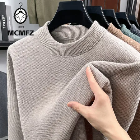 Office Casual Round Neck Knit Sweater For Men Long Sleeve Ribbed Neck Soft Knitted Material Perfect For Shirt Matching