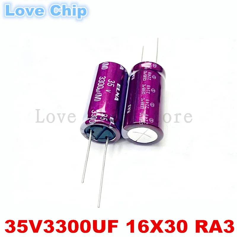 1Pcs/2Pcs/5Pcs New 3300UF 35V Japan Elna Audio Capacitor 35V3300UF 16*30mm RA3 Purple Red Robe