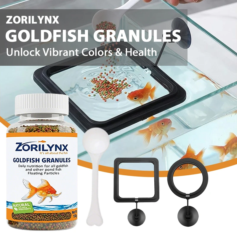 Daily Nutrition Goldfish Food Granules with Aquarium Feeding Ring Natural Floating Particles for Pond Fish 150g ZORILYNX