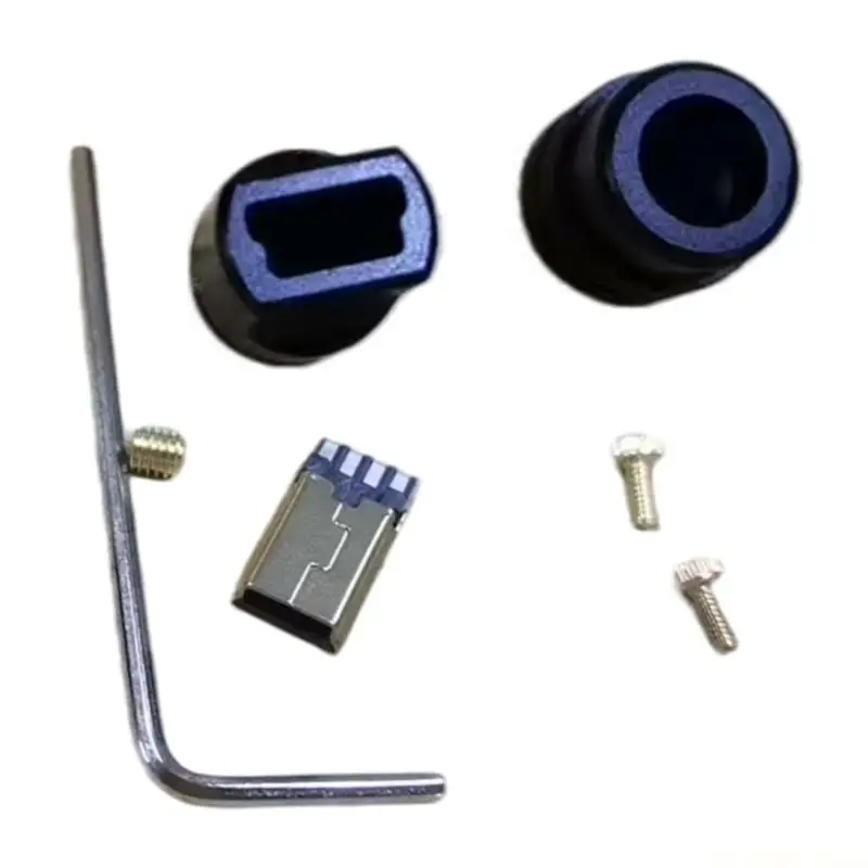 E56B USB 5Pin Male Solder Connector Aluminum Shell Mobile Phones Tablets Connector Housing for Data Charging Cable Repairs