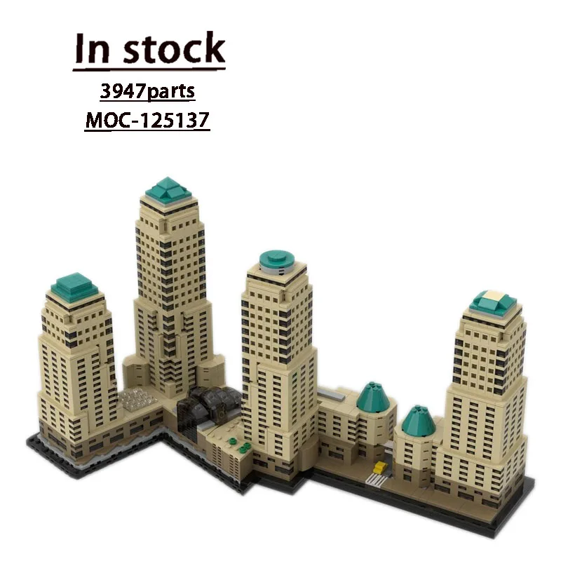 

MOC-125137 World Financial Center Building Block Model 3947 PartsMOC Creative Boy Children's Birthday Building Block Toy Gift