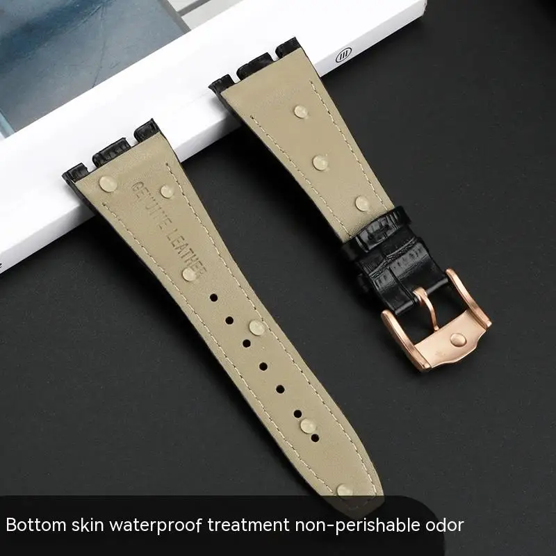 Concave Leather Watch Strap For Audemars Piguet Royal Oak Offshore 15400 AP Genuine Cowhide Leather Watch Band 26mm Waterproof