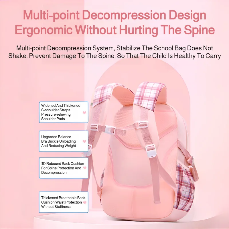 Cute Backpack For Primary School Student Stylish Portable Versatile Bag Breathable Preschool Books Bag Back To School Gift Girls