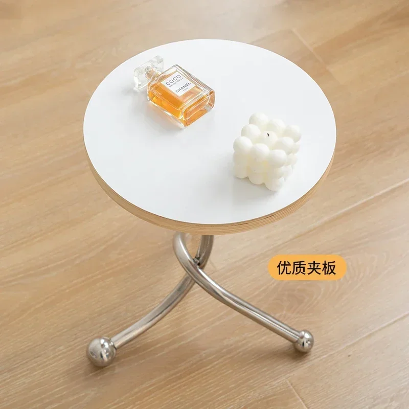 Nordic Minimalist Stainless Steel Side Tea Coffee Table Ins Mini Coffee Table Bedroom Balcony J-shaped Corner Table