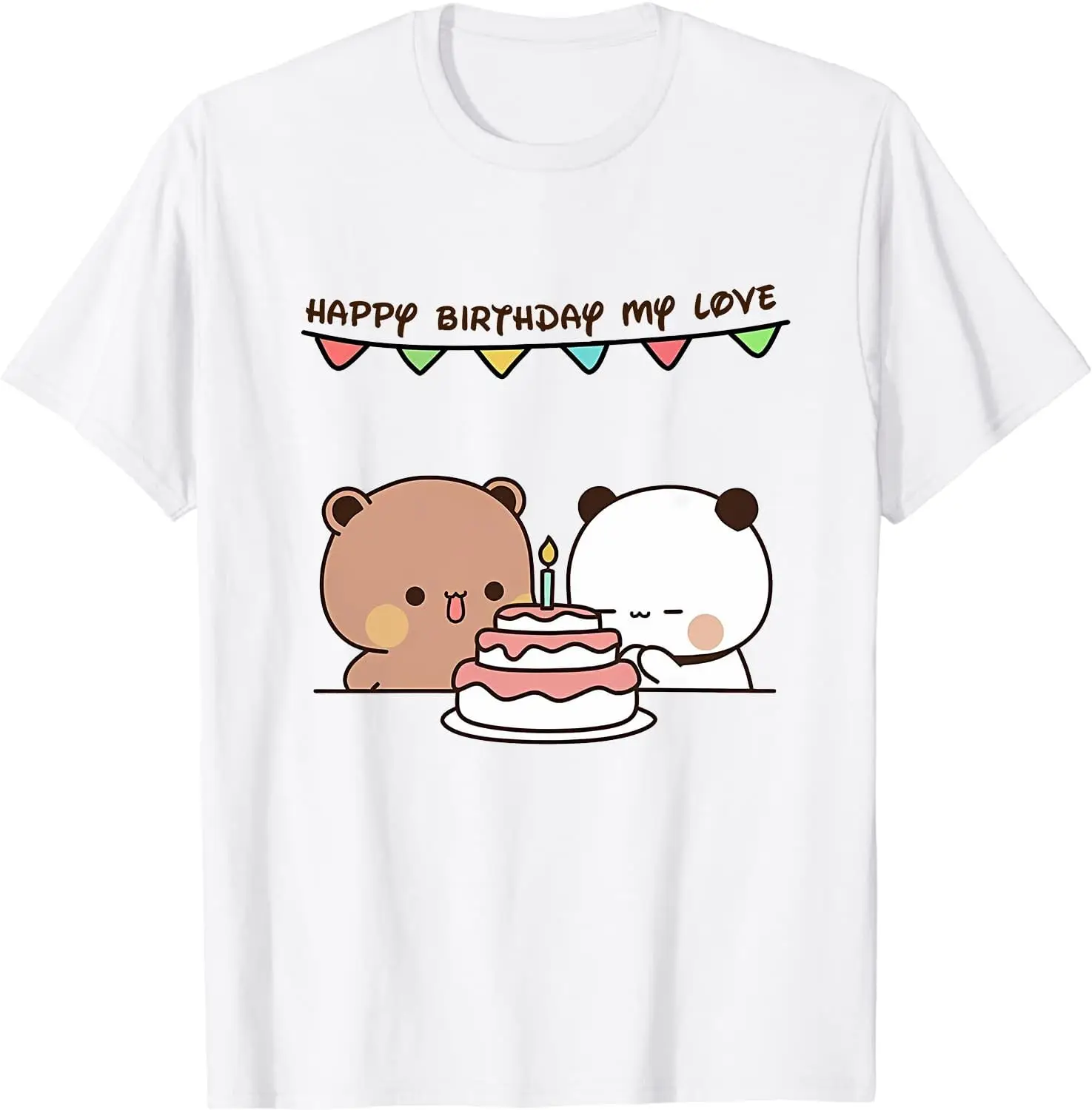 

Kawaii Panda Bear Hug Bubu and Dudu Happy Birthday My Love Valentines Days Funny Gift Unisex T-Shirt, X-Small, Black