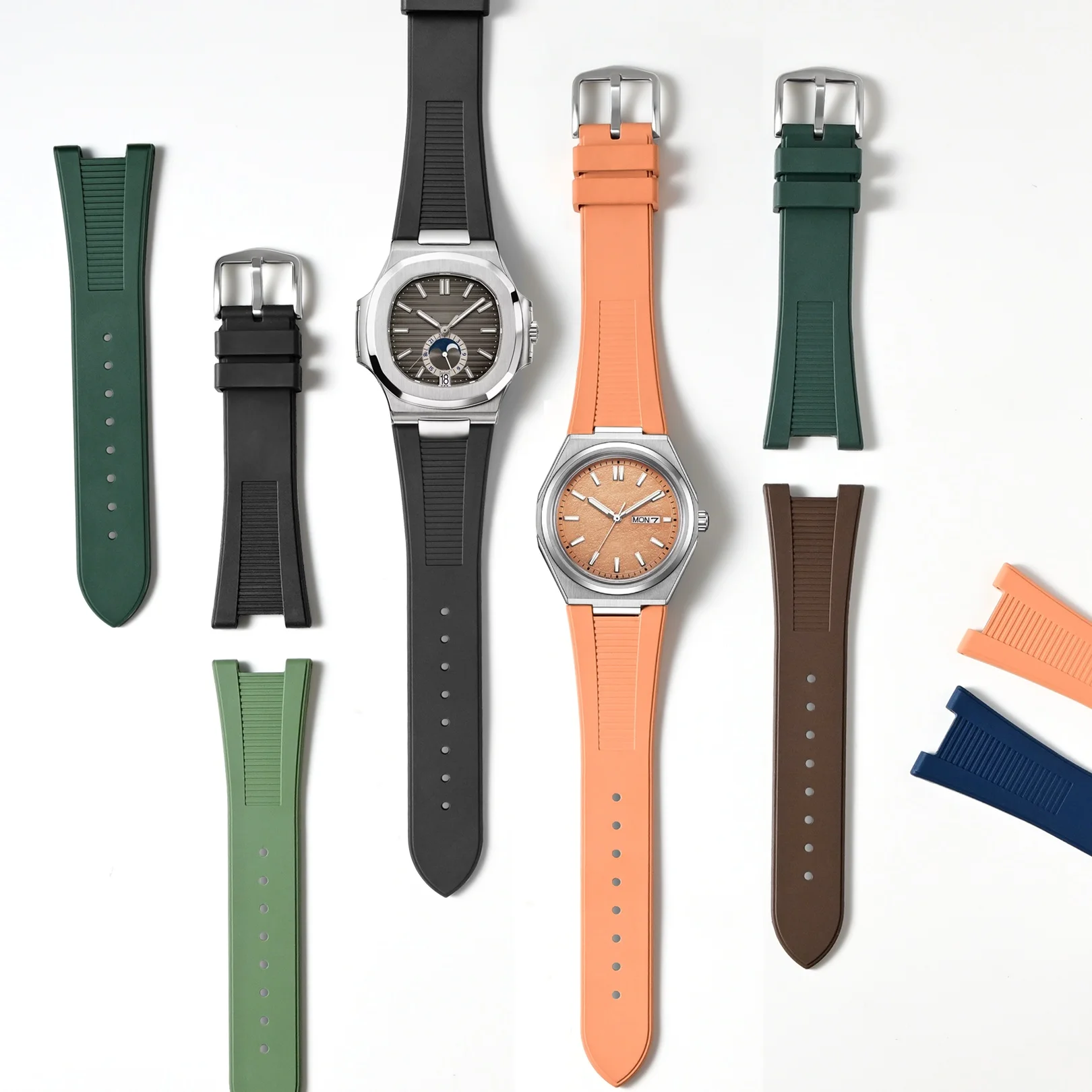 25*12mm fluororubber watch Strap for Citizen AW0130-85X/A/Z Patek Philippe Nautilus Watchband soft Bracelet watch Wristband