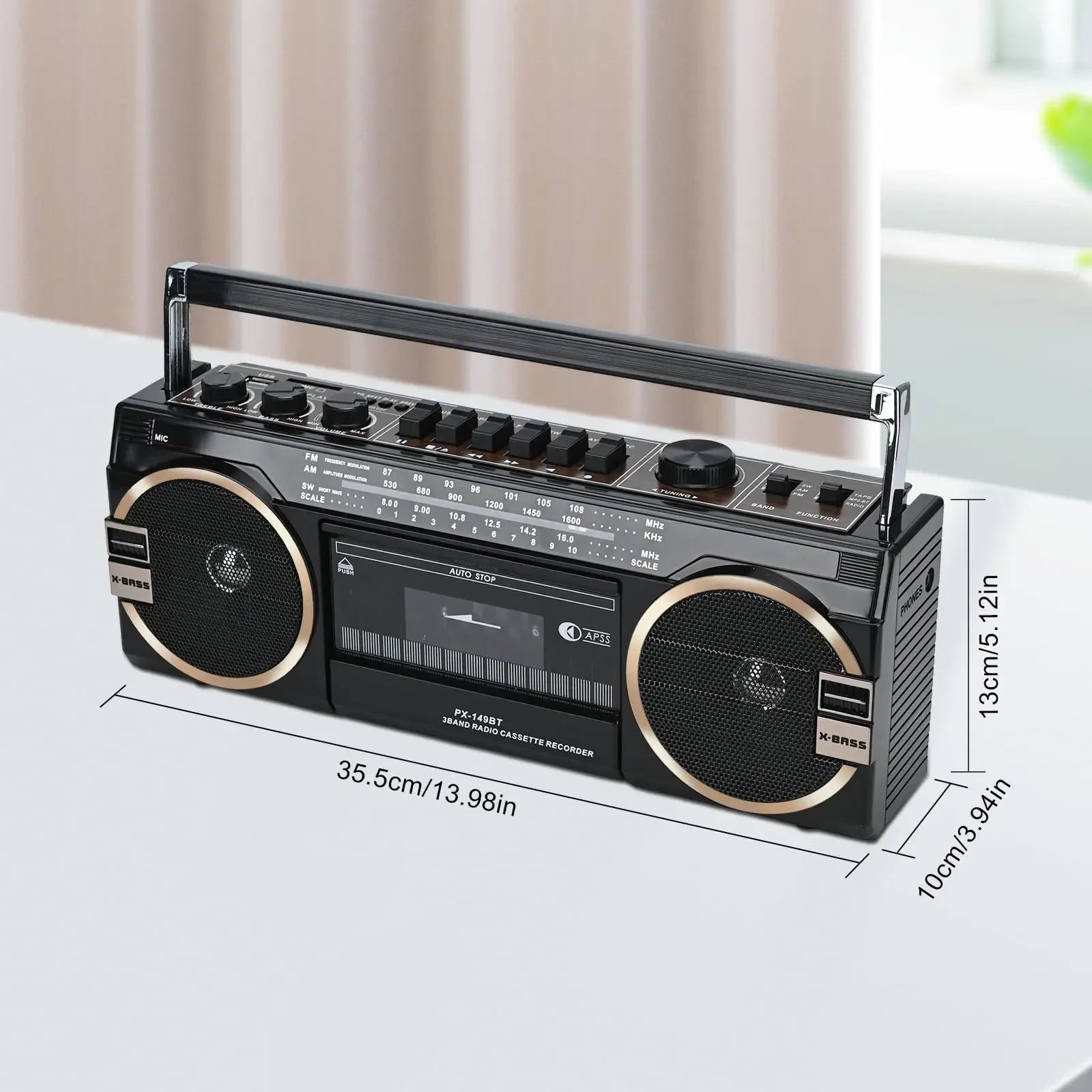 Przenośny magnetofon kasetowy odtwarzacz MP3 USB TF BT odtwarzacz muzyki Walkman Retro Tape Drive AM/FM/SW Radio bezprzewodowe głośniki Bluetooth