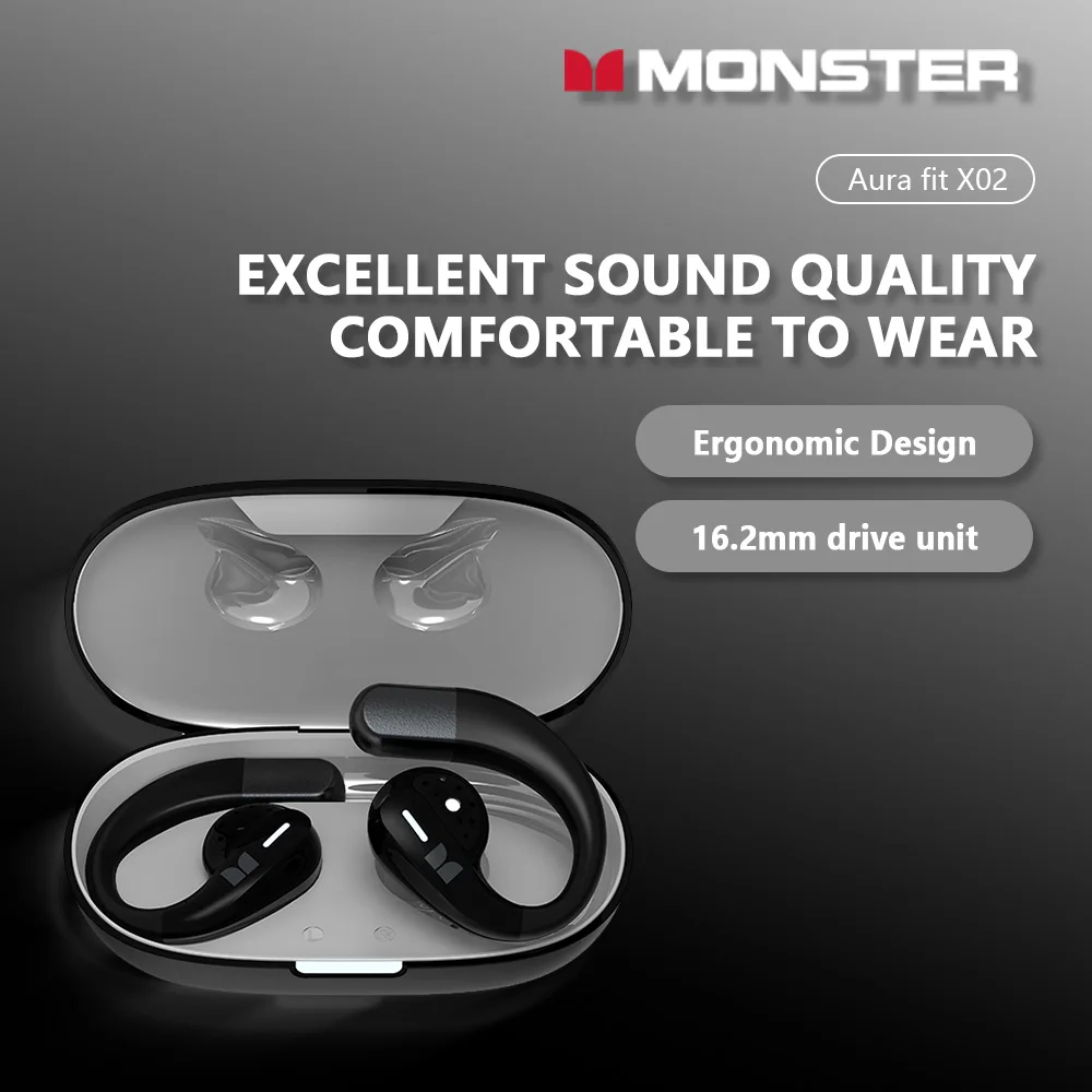 Monster AURA FIT X02 Bluetooth Headphones, Fashionable Dual Modes,Suitable For Learning, Sports And Business Office Work