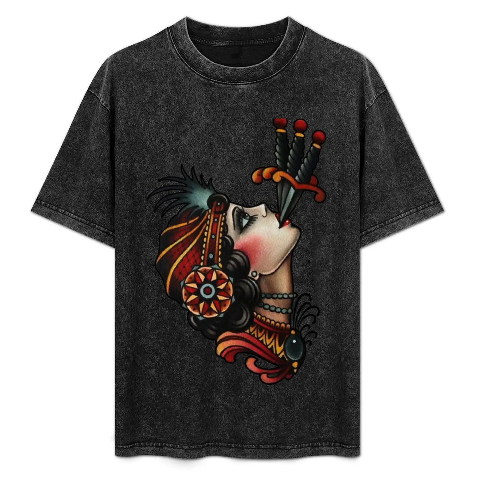 

Gypsy Woman Face Tattoo T-Shirt Festive Simple T-Shirt