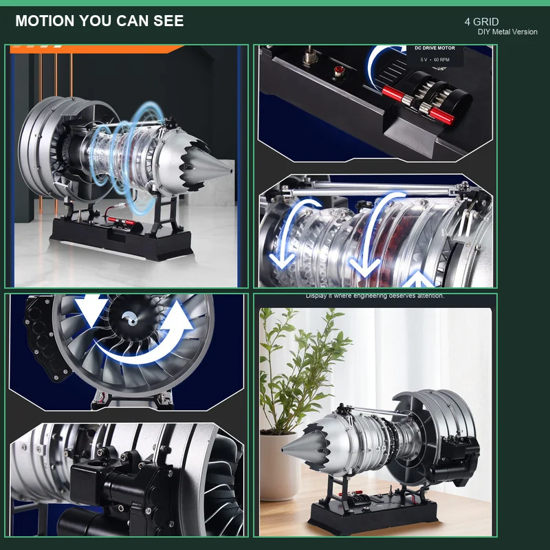 DIY 3D Mechanical Civil Turbofan Engine Metal Building Kit Assembly Model Educational Gift DM121