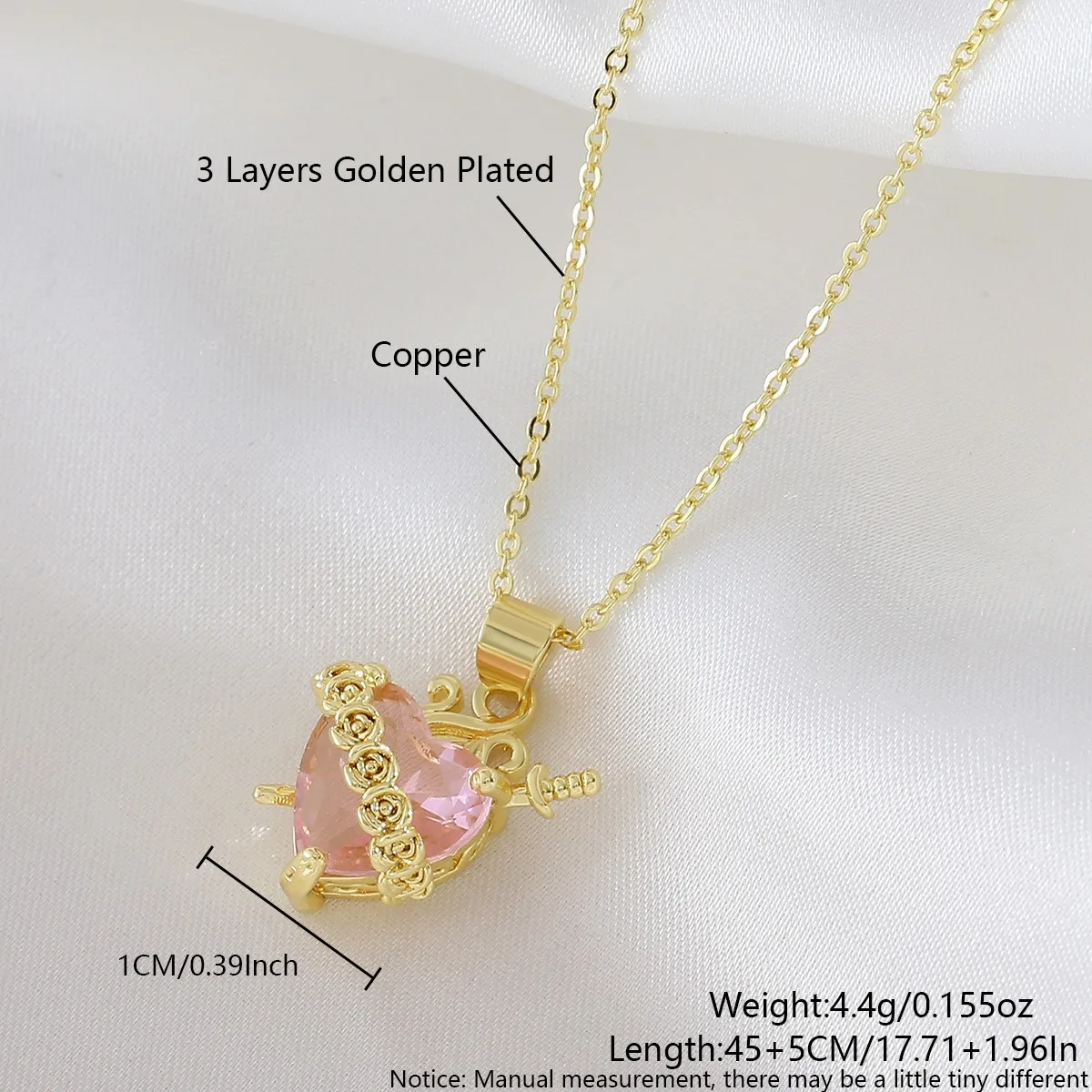 SUNSLL 5Pcs Lot Fashion Gold/Silver Plated Zircon Inlaid Heart Flame Cross Pendant Necklace Daily Party Jewelry For Women
