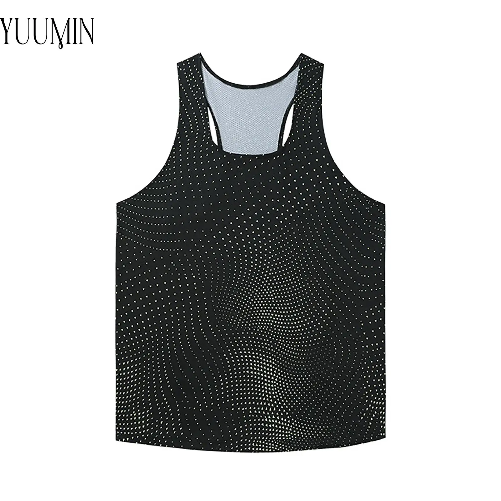 

Men Summer Gym Vest U Neck Sleeveless Printed Quick Dry Breathable Stretchy for Running Training Sports Bodybuilding Fitness