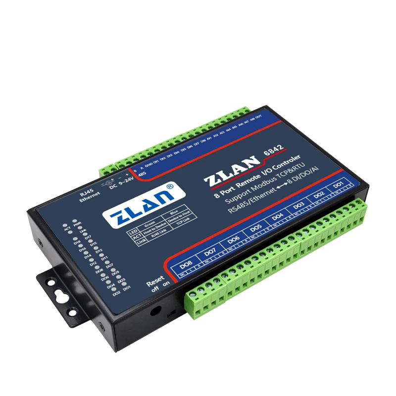 8 DI DO AI Modbus TCP Ethernet RJ45 Remote Module ZLAN6842 for Communication & Networking