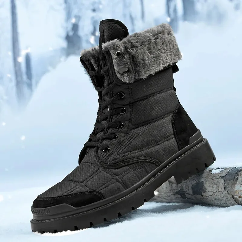 Bottes de neige mi-mollet en peluche imperméables pour hommes, chaussures décontractées, haut de gamme, extérieur, garder au chaud, grande taille 47 48, hiver