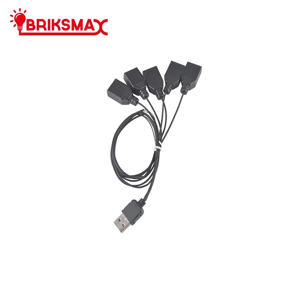 BRIKSMAX Light Accessories Black One to Seven USB Port Usb Hub for Building Block Led Light Kit 10220 42083 10260 10255