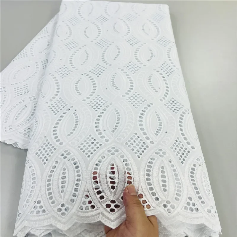 5 yard Pure white Swiss lace fabric Dry lace embroidery African 100% cotton fabrics Swiss voile lace Dubai style 12L2050801