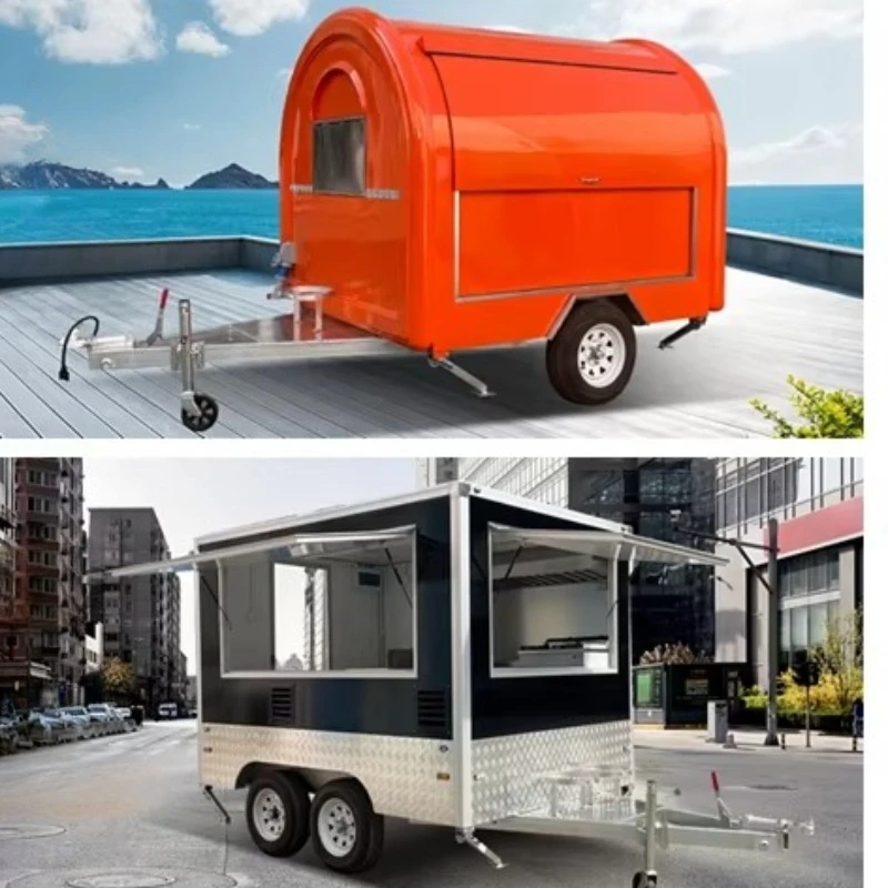 Fast Food Mobile Kitchen Consession Trailers Food Trailer Truck Fully Equipped with Display Refrigerator for Snack Customizable view 6