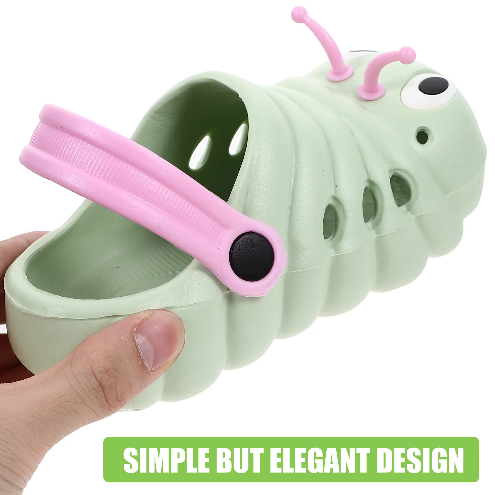1Pair Sandals for Child Beach Cartoon Caterpillar Summer Non-Slip Shoes Boys Girls Green Size 26 Length 15.5cm Lightweight