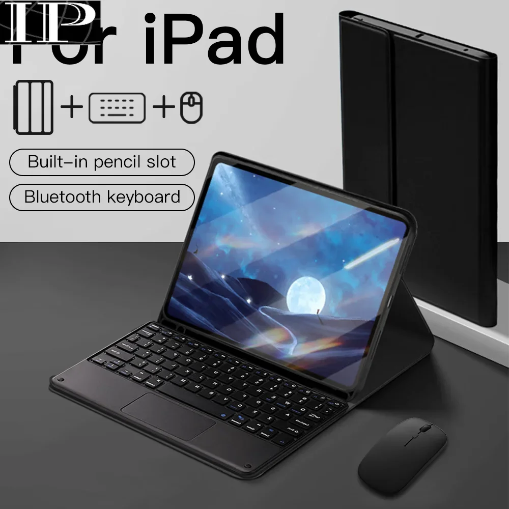 Tablet Case for iPad 10.2 7/8/9th Cover for iPad Pro 11 10.5 Air 4/5 for iPad Case with Bluetooth Keyboard and Mouse funda