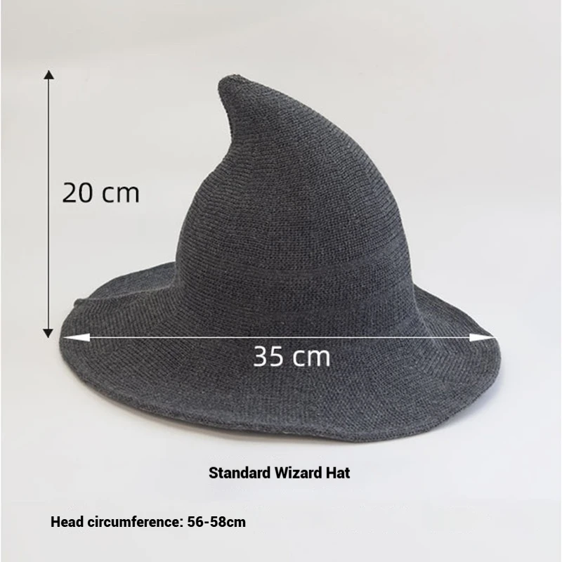 Halloween Vintage Knit Hat for Women Cosplay Witch Hat Dress Up Party Masquerade Hat Magic-hat Holiday Decoration Accessories