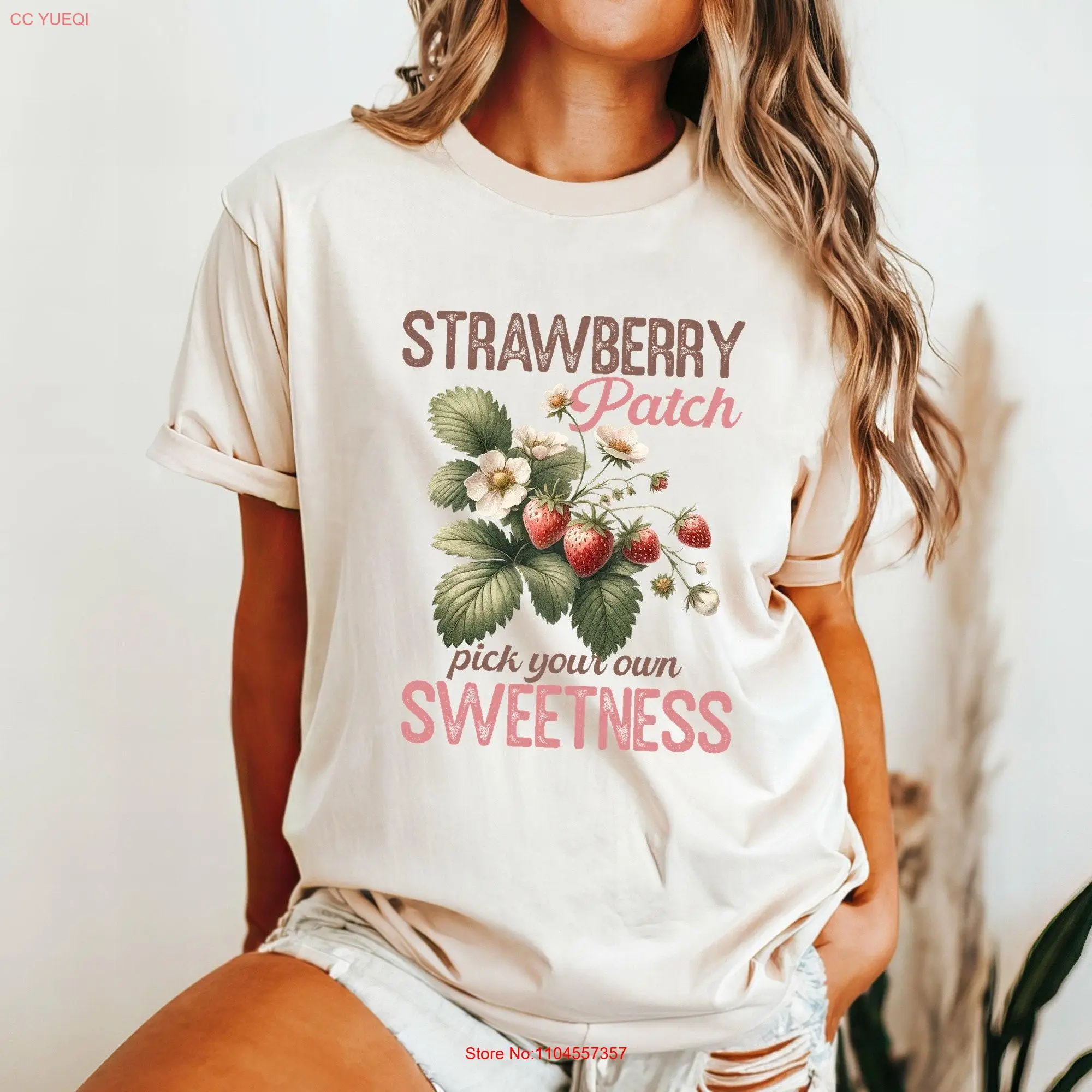 Cute Strawberry Patch Sweetness T Shirt Fruit Women Mother Boho Cozy SweaT Lovers long or short sleeves