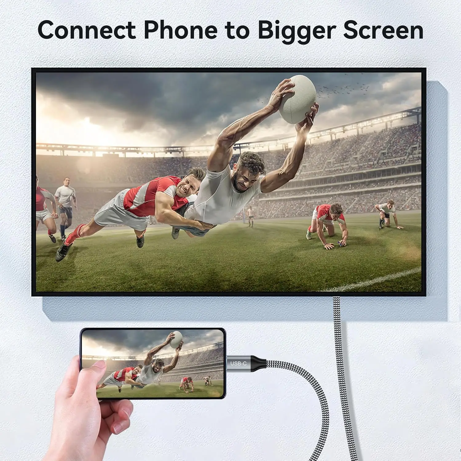5PCS Hot-selling 8K USB C To HDMI 2.1 Cable Type-C To HDMI Braided Cable Compatible With Thunderbolt 4/3 For IPhone 15/15 Pro Ma