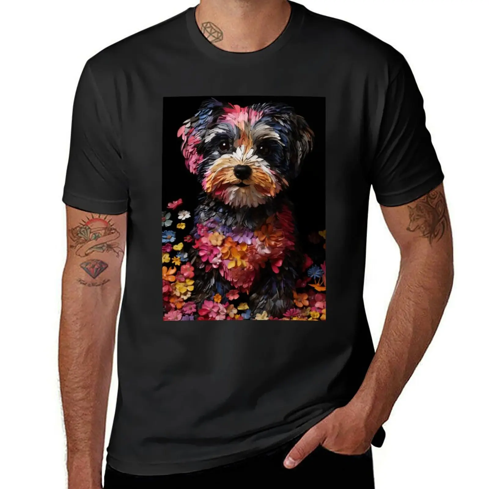 Digital Dog Artistry: AI-Crafted Mosaic Canine Companions #1 T-Shirt oversized men graphic t shirts