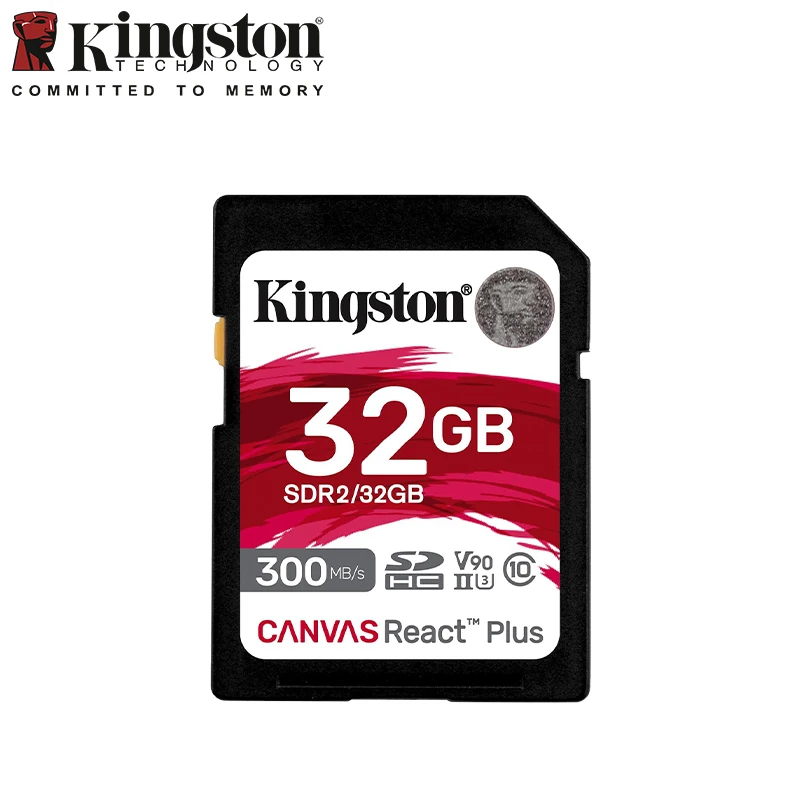 Kingston Canvas React Plus SD Card 32GB 64GB 128GB 256GB Memory Card Up to 300MB/s read V90 UHS-II Flash Card for 4K/8K Camera