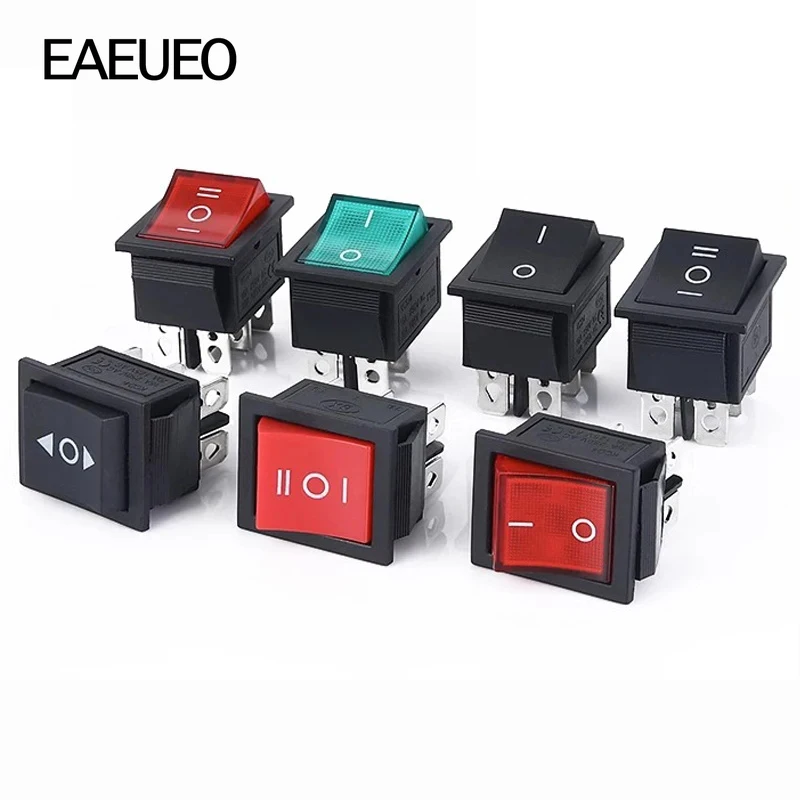 

50Pcs KCD4 Latching/Momentary Rocker Switch Power Switch I/O l/O/ll 4 Pins/6 Pins With Light 16A 250VAC/25A 250V 20A 125VAC