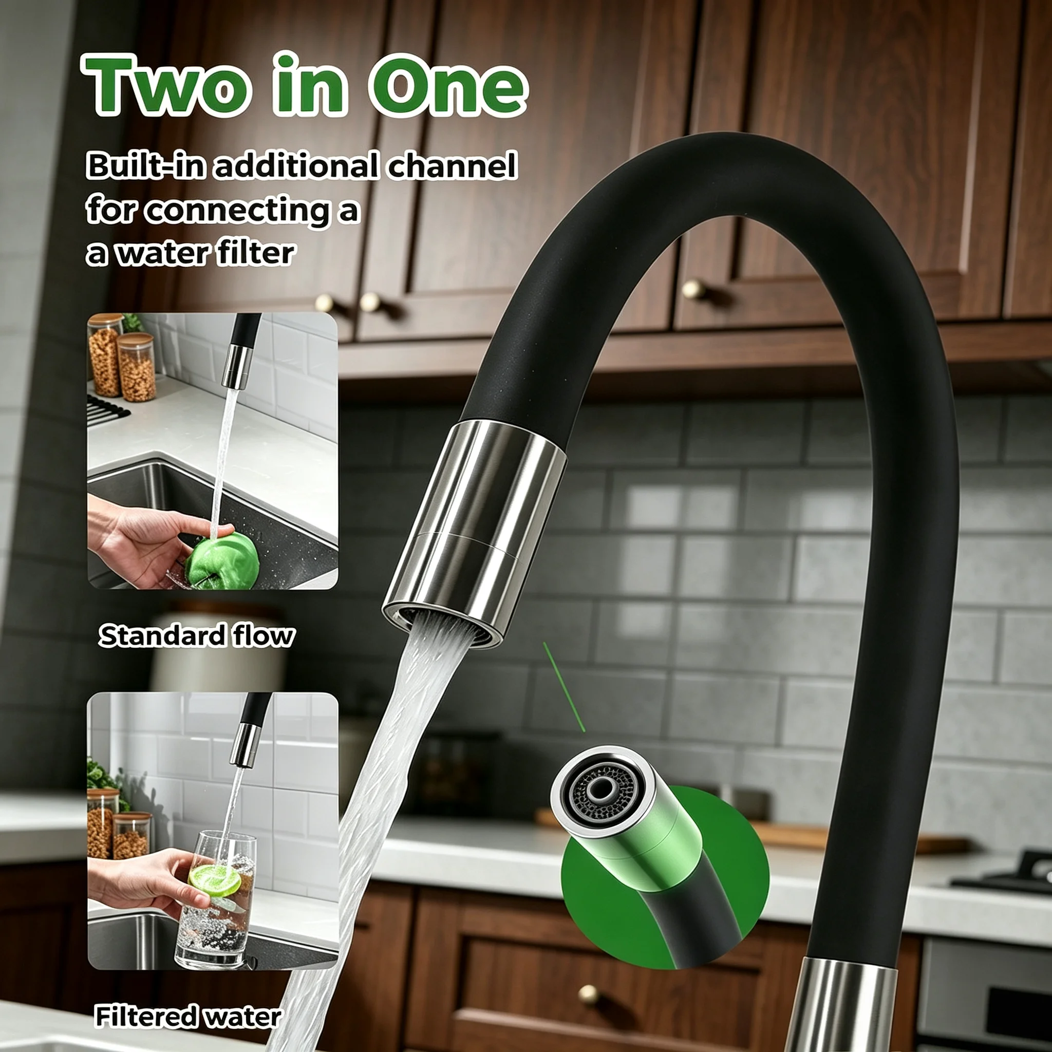 Kitchen Faucet With Filter For Kitchen Sink Mixer Tap Drinking Water Brushed Nickel Water Filters Purifier
