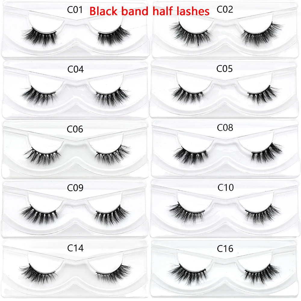 Picture 6: FOXESJI Mink Half Lashes Extension Natural Daily Reusable Short Strip Eye Lashes Mink Fluffy Soft Half False Eyelashes Make Up