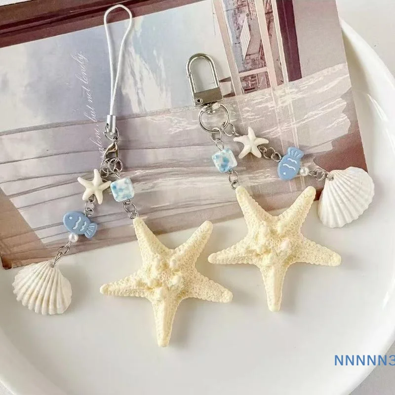 

Seashell Keychain and Starfish Bag Charm Creative Beach Travel Pendant Cute Mobile Phone Accessory