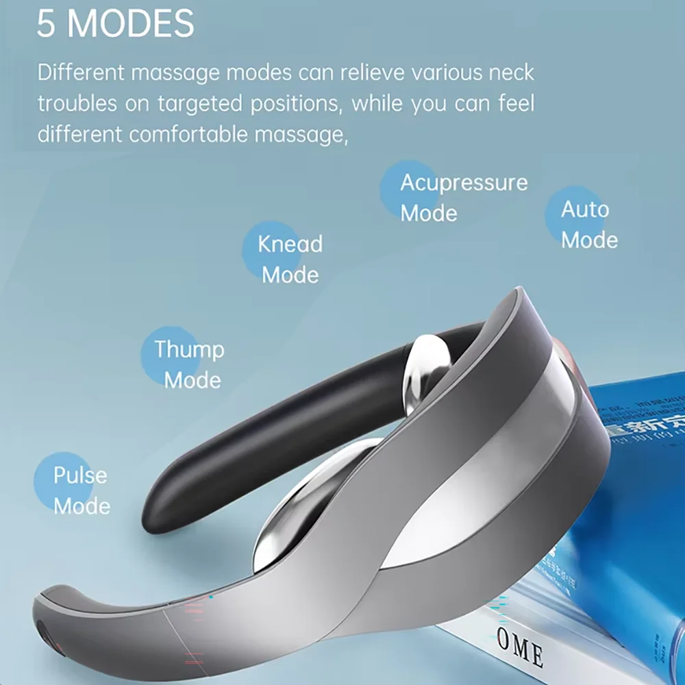 Folding Portable Neck Massager With Hot Compress And Microcurrent 15 Levels For Soothing Neck Fatigue And Shoulder Relaxation