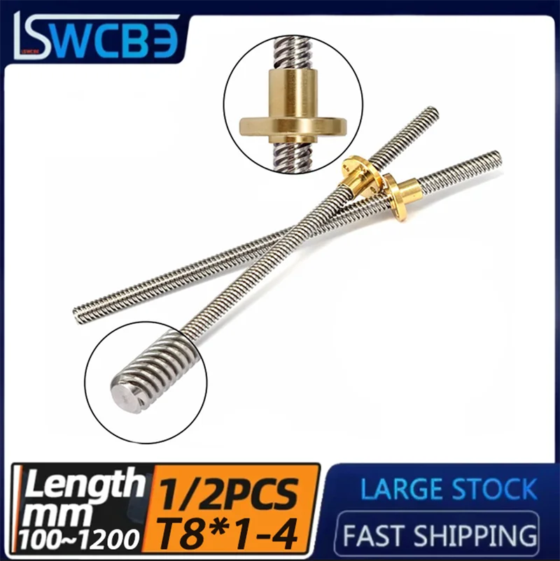 

3D Engraving Printer Stainless Steel Trapezoidal Screw T8*1-4 With Copper Nut