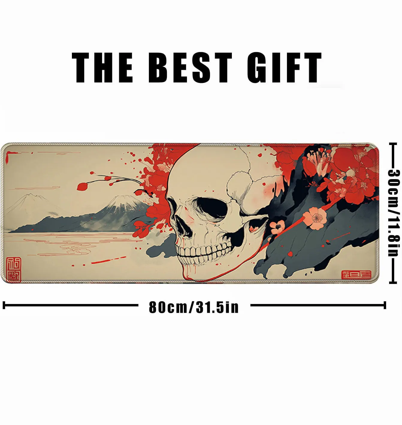 Skull Mouse Pad Japanese Ukiyo-e Mouse Pad Anime Big Mouse Pads for Desk Gaming Non-Slip Large Mouse Pad for Desk Pad Table Mat