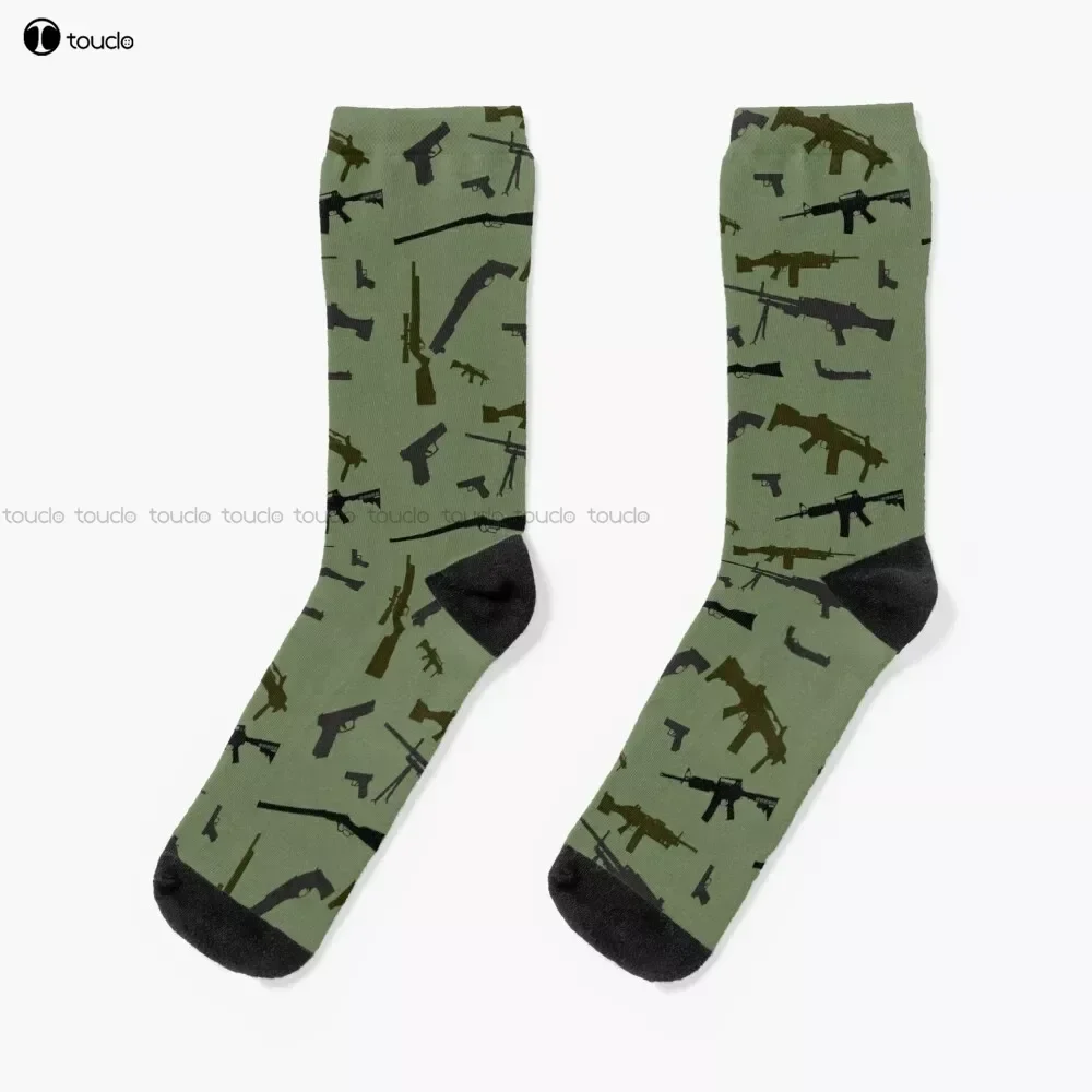 

Gun Camouflage Guns Weapons Ammo Ammunition Freedom Redneck Socks Personalized Custom Unisex Adult Teen Youth Socks Custom Gift