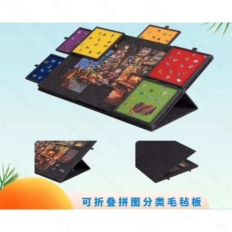 Foldable Thickened Felt Puzzle Board With Bracket Color Felt Toy For Kids Storage Classification Fine Workmanship Easy Organize